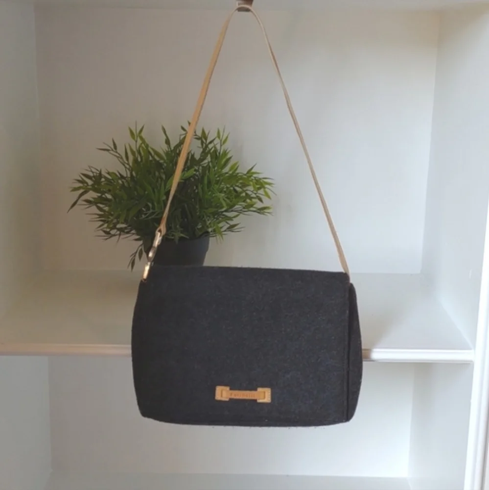Felt Shoulder Bag Farinelli Gray Tan
